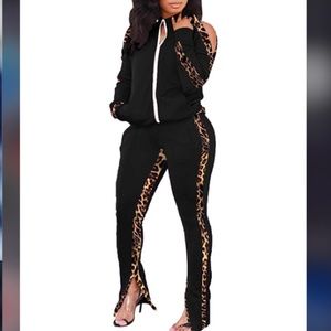 2 Piece Outfit Cold Shoulder Track Suit NWOT